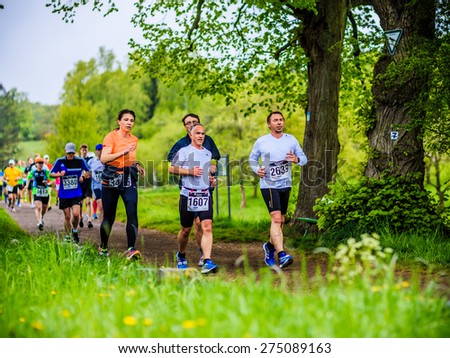BAMBERG, GERMANY - MAY 03 2015: Weltkulturerbelauf, traditional long distance race event in the world culture heritage City of Bamberg in Franconia, Germany in May 2015