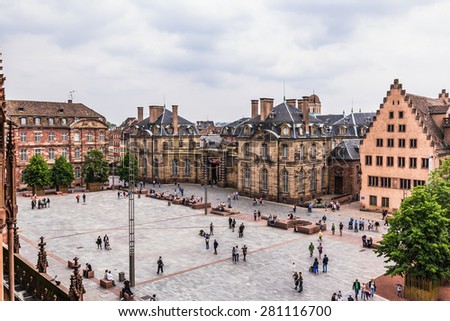 STRASBOURG, FRANCE - MAY 16 2015: Historical picturesque european Town of Strasbourg, France. Palace in the Inner City