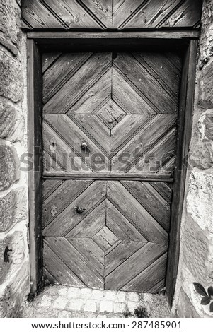 Vintage Door at a medieval casle ruin
