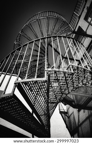 Black and White Metal Fire Escape Stairs