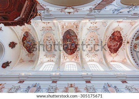 AUGSBURG, GERMANY . AUGUST 08 2015: Augsburg City in Bavaria, Germany. Ecumenical Church Service on the anniversary of the Peace of Religions of Augsburg. Sermon on the pulpit