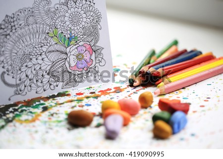 Art and Color Therapy. Anti Stress Adult coloring book.