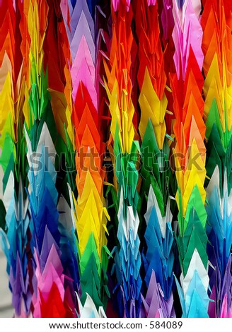 Colorful decorations made with paper closeup, Sendai Tanabata Festival, Japan