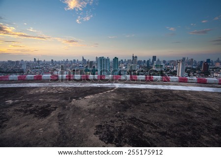city view from concrete roof