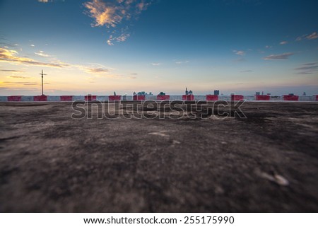 Concrete roof with blue sky