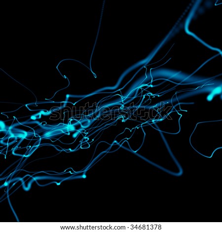 Neon Backgrounds on Bright Blue Wavy Smooth Neon Background In Perspective Stock Photo