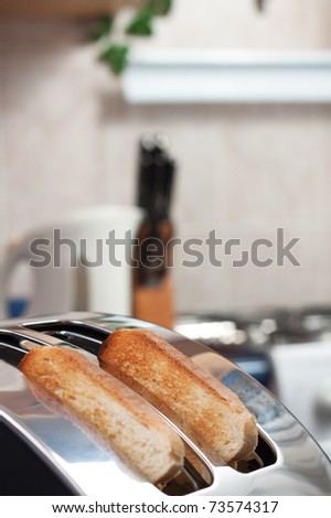 bread toaster in the kitchen morning time