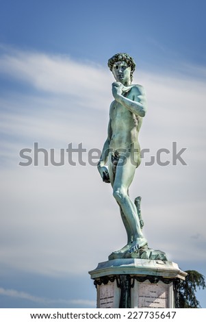 Image of statue David on Piazzale Michelangelo in Florence Italy
