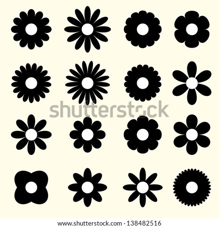 Silhouettes Of Simple Vector Flowers. Set. Eps8