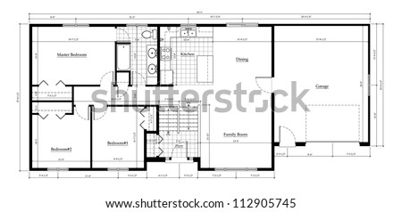 Split Level House Floor Plan with Room Names and Dimensions