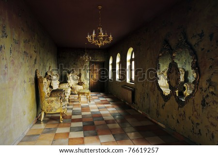 Beautiful baroque room with evening light