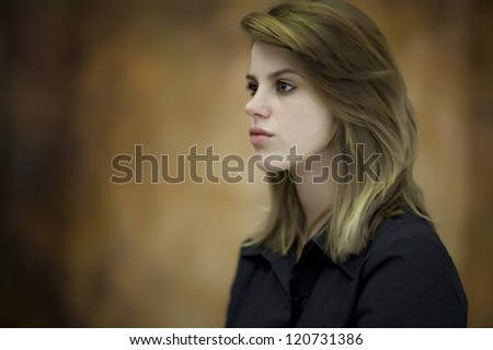 Face of a sexy beautiful young woman with clean skin and selective soft focus