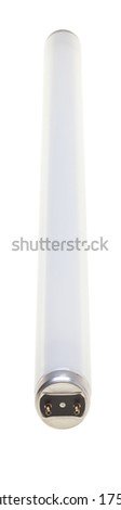 Fluorescent Tube, closeup with tilt focus, isolated over white background and path