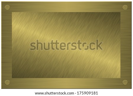 Wooden plaque with brushed metal plate isolated on white. Clipping path included