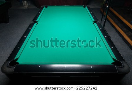 Table for billiards and ball top view.