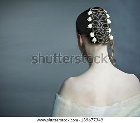 dressed in white bridal hairstyles background