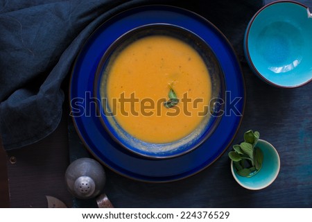 a bowl of soup, a festive dinner - hot vegetable soup