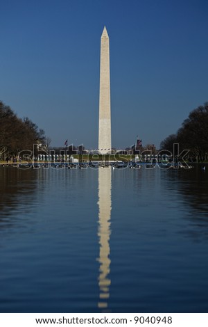 Washington Memorial across the reflecting pool from the Lincoln Memorial