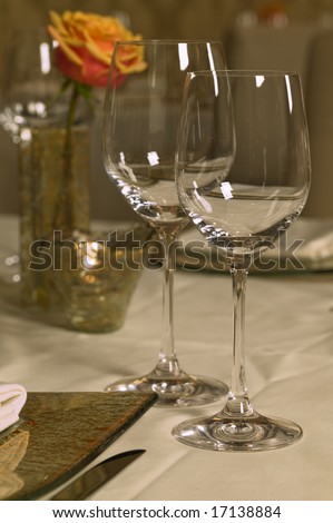 Wine glasses on a well dressed table