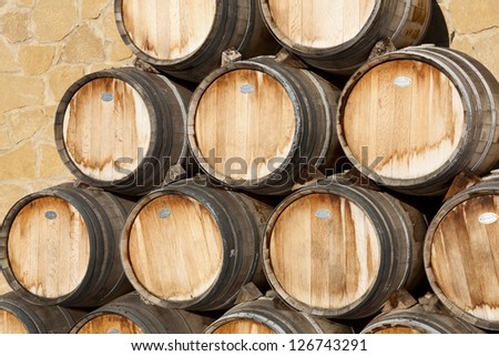 Barrels of wine, Samaniego, Alava, Spain