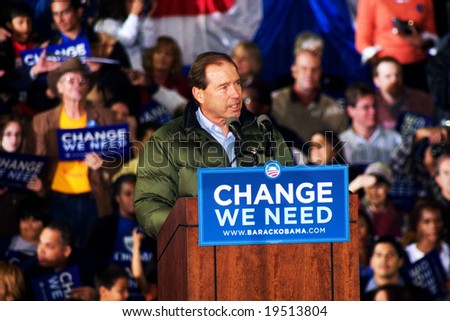 NEW MEXICO - OCTOBER 25: Democratic candidate for senate, Tom Udall, speaks at a Barack Obama presidential rally at the University of New Mexico on October 25, 2008 in Albuquerque, New Mexico.