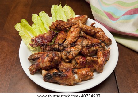 Horizontal view of bbq chicken wings
