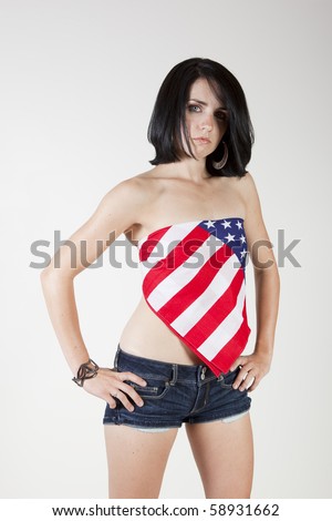 Sexy Poses on Stock Photo   Sexy 24 Year Old Patriotic Woman Posing With Flag Styled