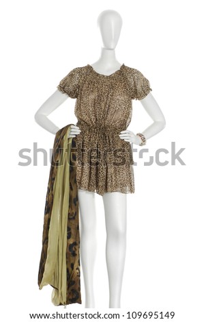 Elegant dress mannequin with scarf isolated