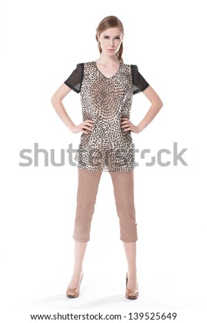 Portrait of fashion casual girl standing model-full body