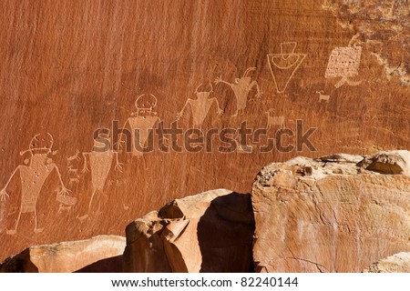 Fremont indian culture petroglyph in the National Park Capitol Reef
