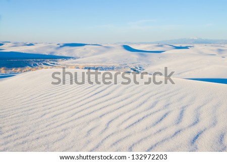 Landscape with sand dunes of white gypsum sand. White Sands National Monument, New Mexico
