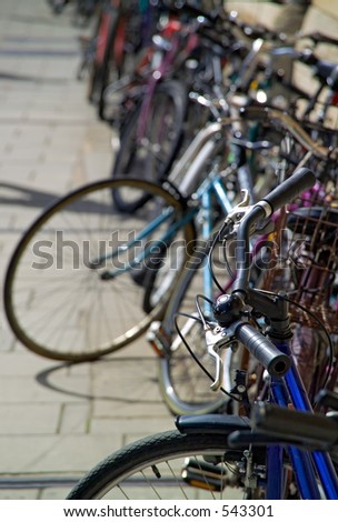 Bicycles - shallow focus (sharp focus point is front-right cycle bell)