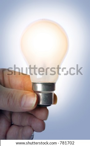 Light bulb glows in a blue room, no cable.