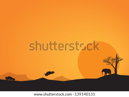 Vector image of a rally in Africa with an elephant