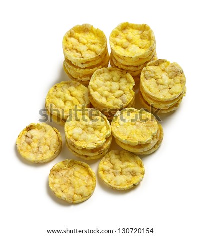 mini corn cakes isolated on white background