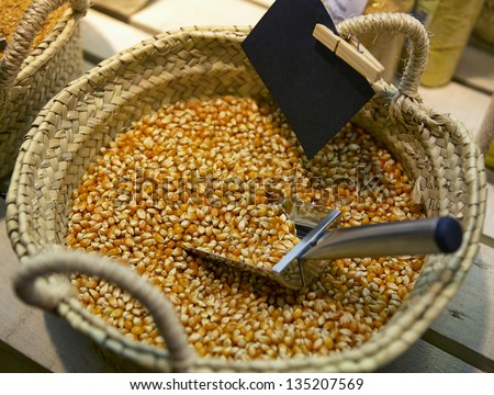 basket of organic maize grains