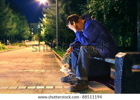 very sad teenager in the night park get break an appointment
