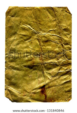 Old stained and Jammed paper isolated on the white background