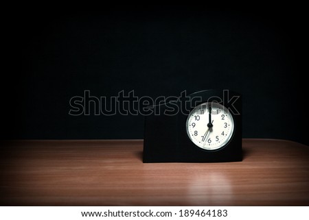 Clock in the Dark Room with display Almost Midnight