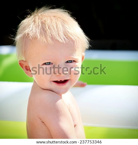 Happy Baby Boy Portrait in the Sunny Summer Day