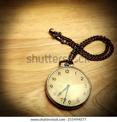 Vignetting Photo of Vintage Watch on the Wooden Background