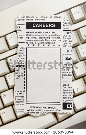 Fake Classified Ad, newspaper, Career concept.