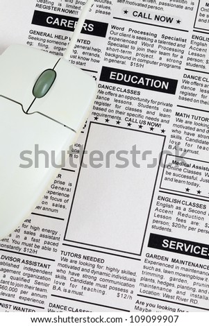 Fake Classified Ad, newspaper, Education concept.