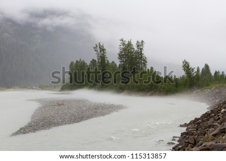 River bed Landscape in a hazy day