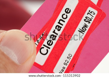 Red clearance Price Tag close up