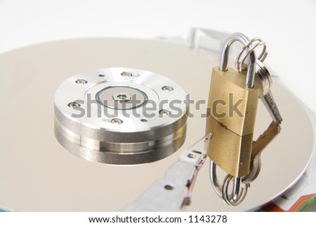 Hard drive details and lock, concept of data security