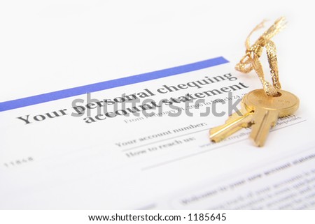 bank account statement and golden key