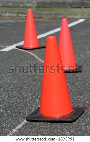 Red plastic traffic safety cone