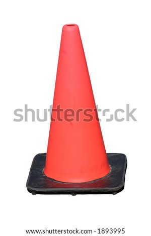 Red plastic traffic safety cone