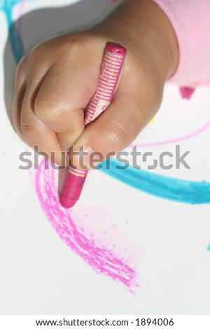 child drawing hand close up